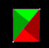 rotating cube animation with each triangle having a distinct color