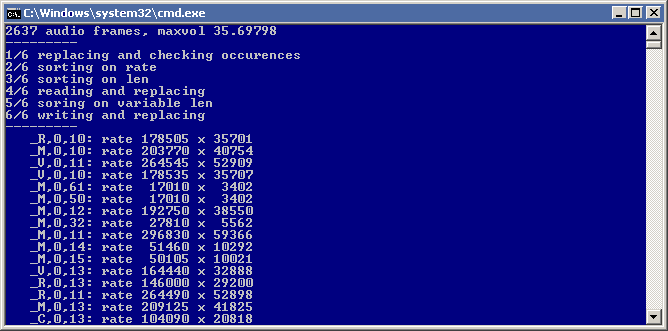 image of the console showing variable process progress
								and the top variable replacements