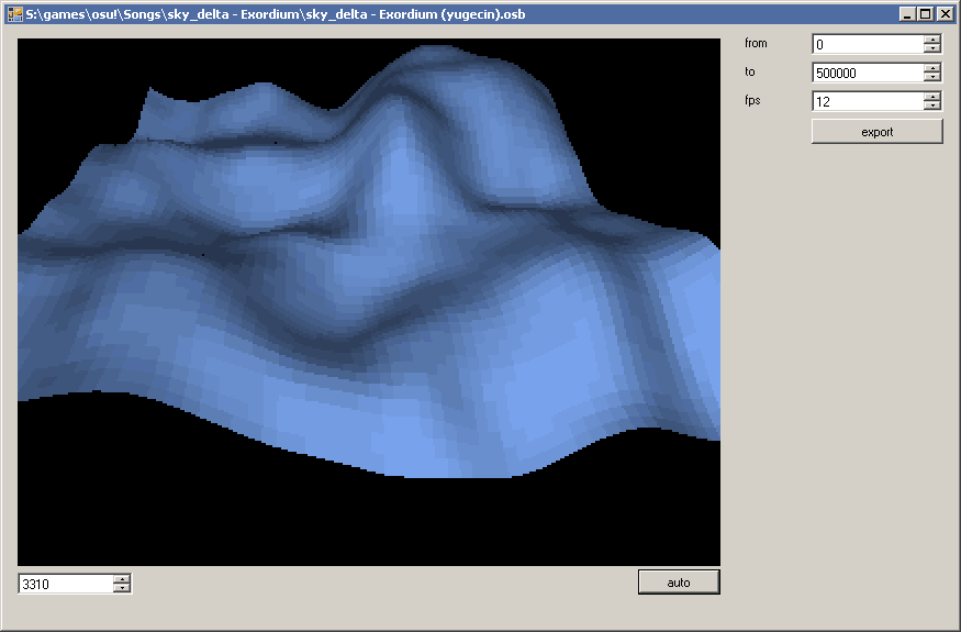 opaque water surface with waves rendered in the application