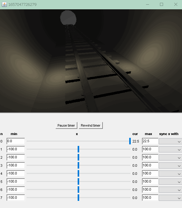 first prototype of the railway tunnel, with simple lighting